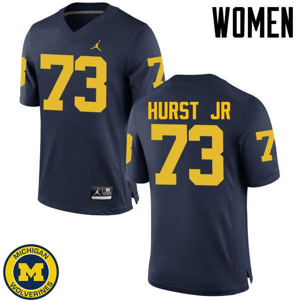 Women Michigan Wolverines #73 Maurice Hurst Jr Navy Stitched Football Jersey